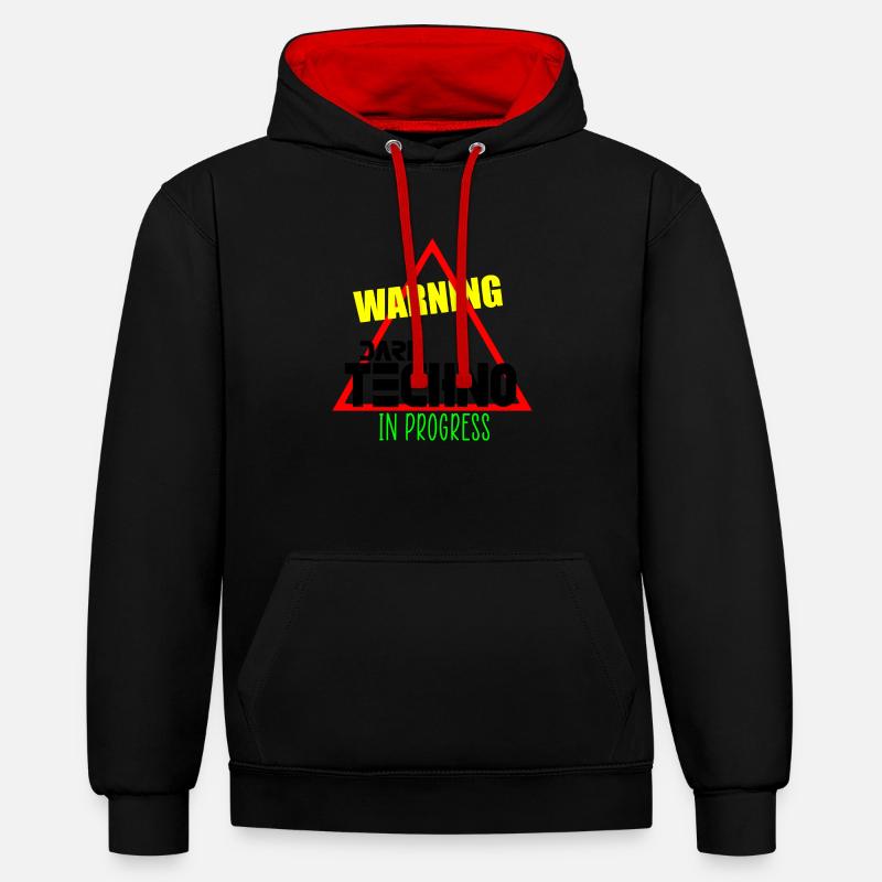 Dark techno en cours - Sweat à capuche contrasté - noir/rouge