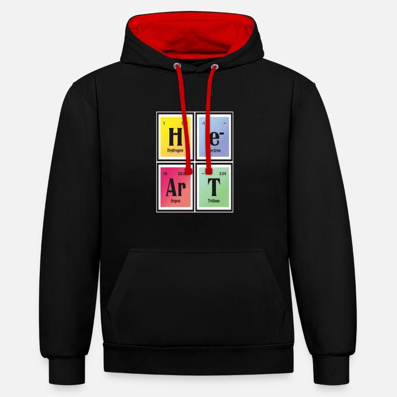 | cardiaque Tableau périodique des éléments - Sweat à capuche contrasté - noir/rouge