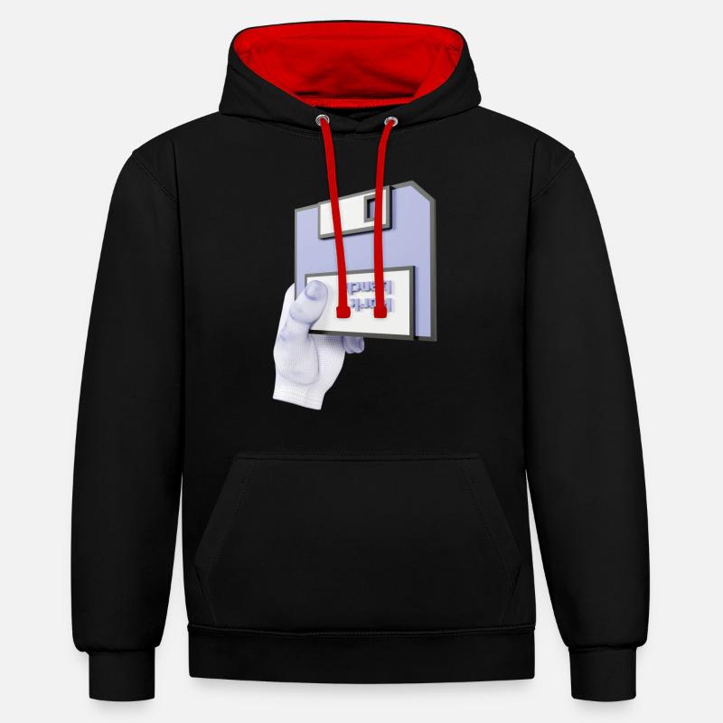 work bench 3D - Kontrast-Hoodie - Schwarz/Rot