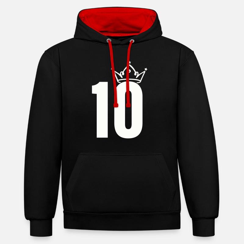 10 Couronnes - Sweat à capuche contrasté - noir/rouge