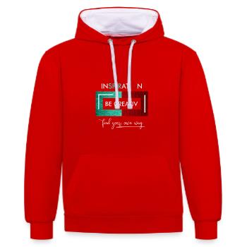 Inspiration Be creative - Kontrast-Hoodie - Rot/Weiß - Vorne - Liana (172cm) & Jaron (178cm)
