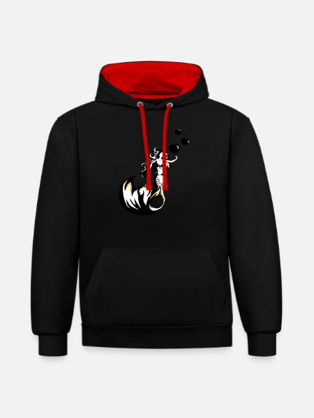 mermaid valentine - Contrast hoodie - black/red