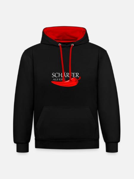 Schärfer als eine Peperoni Chilischote - Kontrast-Hoodie - Schwarz/Rot