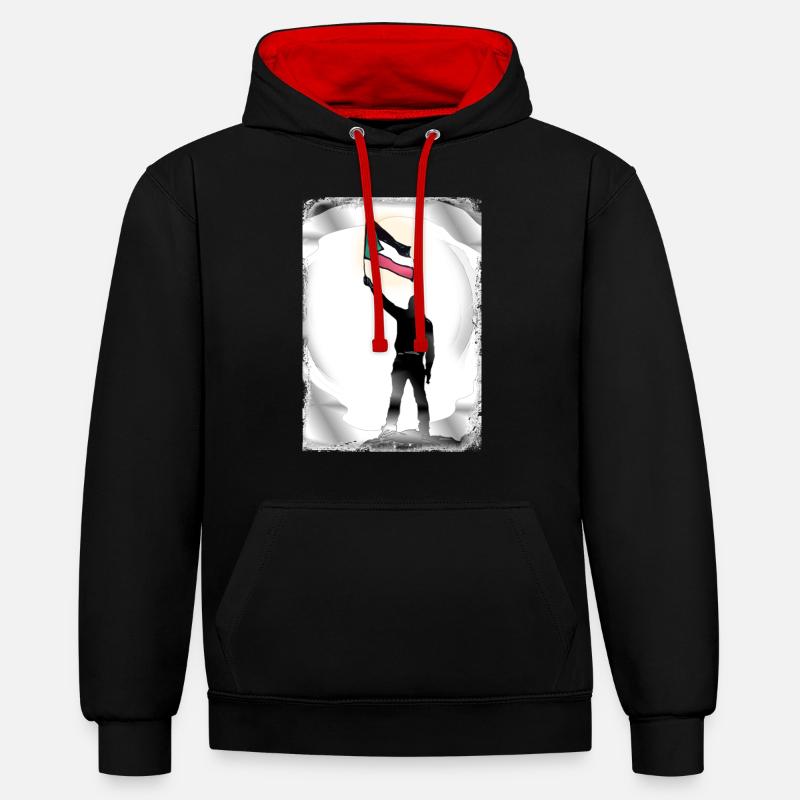 Palestine Drapeau Vies Comptent P9 - Sweat à capuche contrasté - noir/rouge