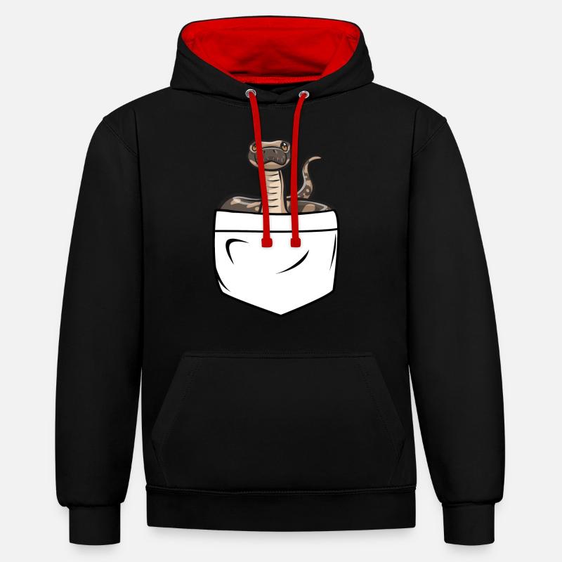 Ball Python Schlange Königspython - Kontrast-Hoodie - Schwarz/Rot