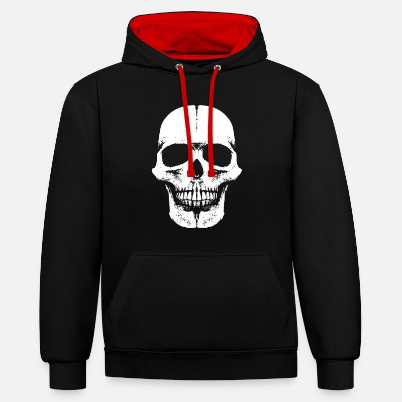 Skull Head Fun - 666 - Schädel - Sweat à capuche contrasté - noir/rouge