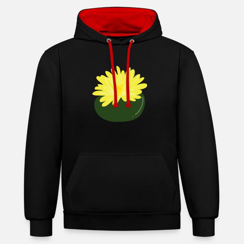 Lithops-Blüte1 - Kontrast-Hoodie - Schwarz/Rot