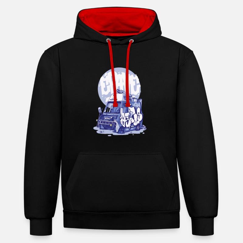 epave01 - Sweat à capuche contrasté - noir/rouge