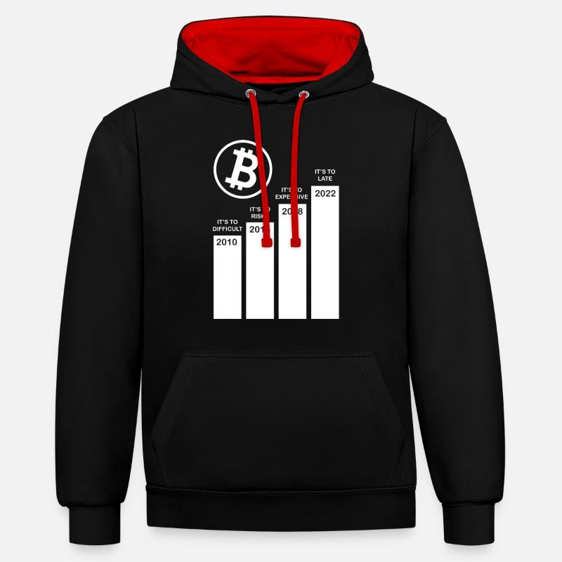 Crypto Bitcoin Trading - Sweat à capuche contrasté - noir/rouge