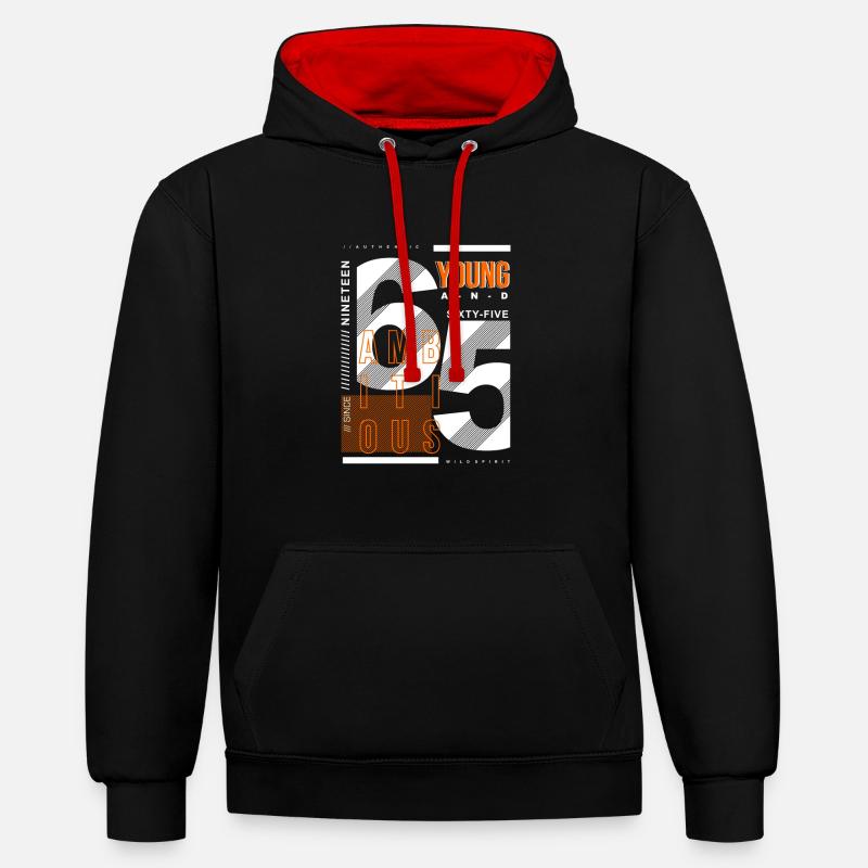 Young sixty five ambisious - Sweat à capuche contrasté - noir/rouge
