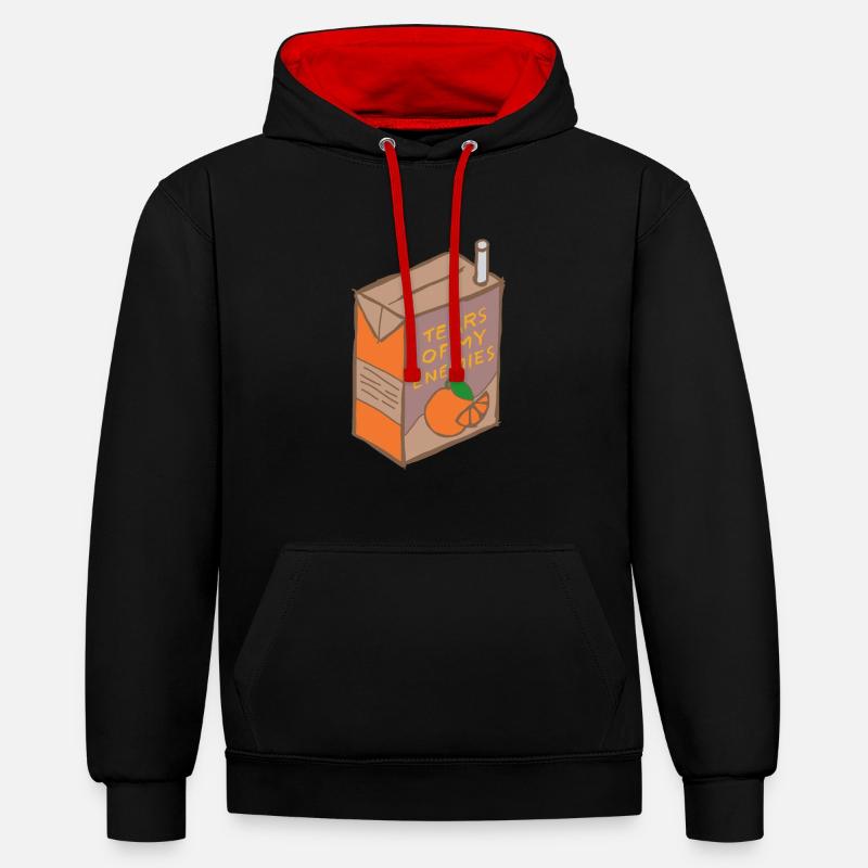 Les larmes de mes ennemis - Sweat à capuche contrasté - noir/rouge