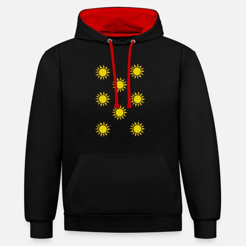 Petits soleils - Sweat à capuche contrasté - noir/rouge