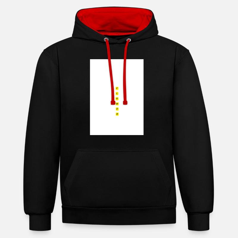 FLEUR - Sweat à capuche contrasté - noir/rouge