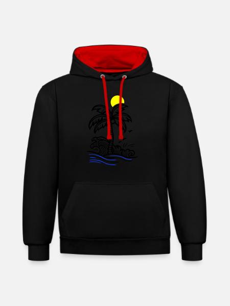 Palm Tree Holidays Beach Summer - Contrast hoodie - black/red