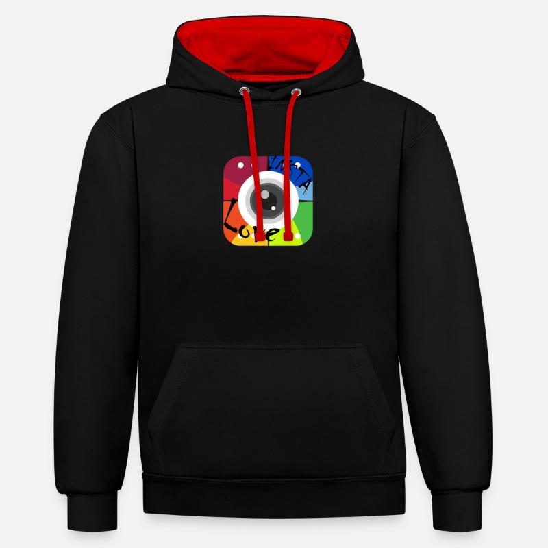 INSTA amour - Sweat à capuche contrasté - noir/rouge