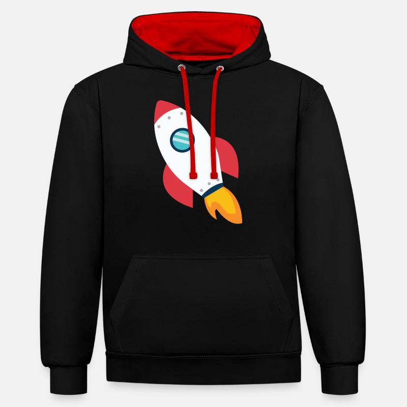 fusée - Sweat à capuche contrasté - noir/rouge