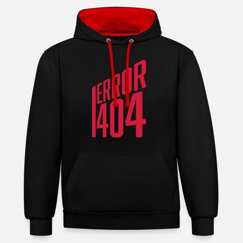 Code Fehler Error 404 - Kontrast-Hoodie - Schwarz/Rot