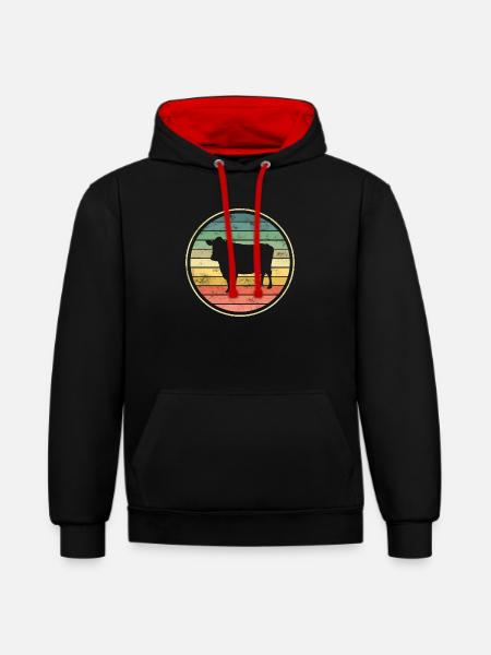 Kuh Kühe - Kontrast-Hoodie - Schwarz/Rot