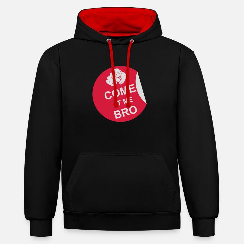 Viens à moi bro - Sweat à capuche contrasté - noir/rouge