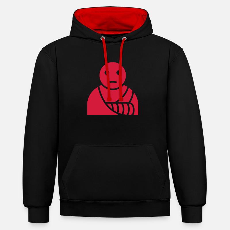 Plâtre de bras cassé blessure - Sweat à capuche contrasté - noir/rouge