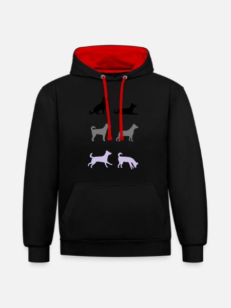 Sechs Hunde - Kontrast-Hoodie - Schwarz/Rot