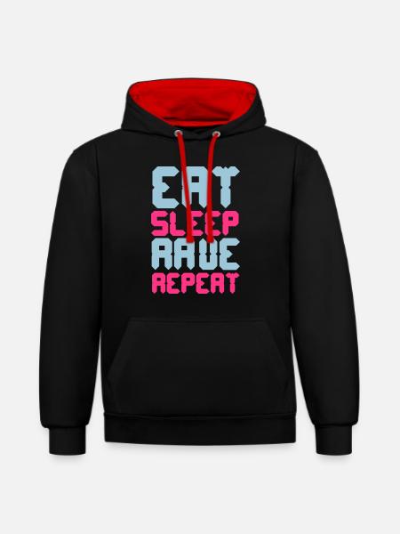 Eat Sleep Rave Repeat - Contrast hoodie - black/red