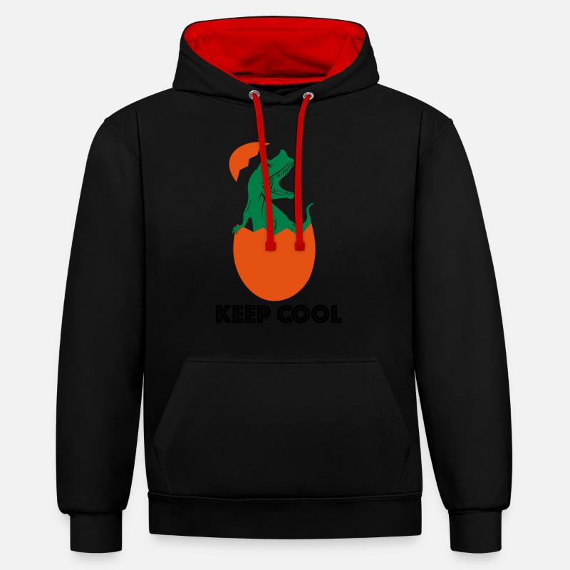 DINO COOL JURASSIK CLIMAT - Sweat à capuche contrasté - noir/rouge