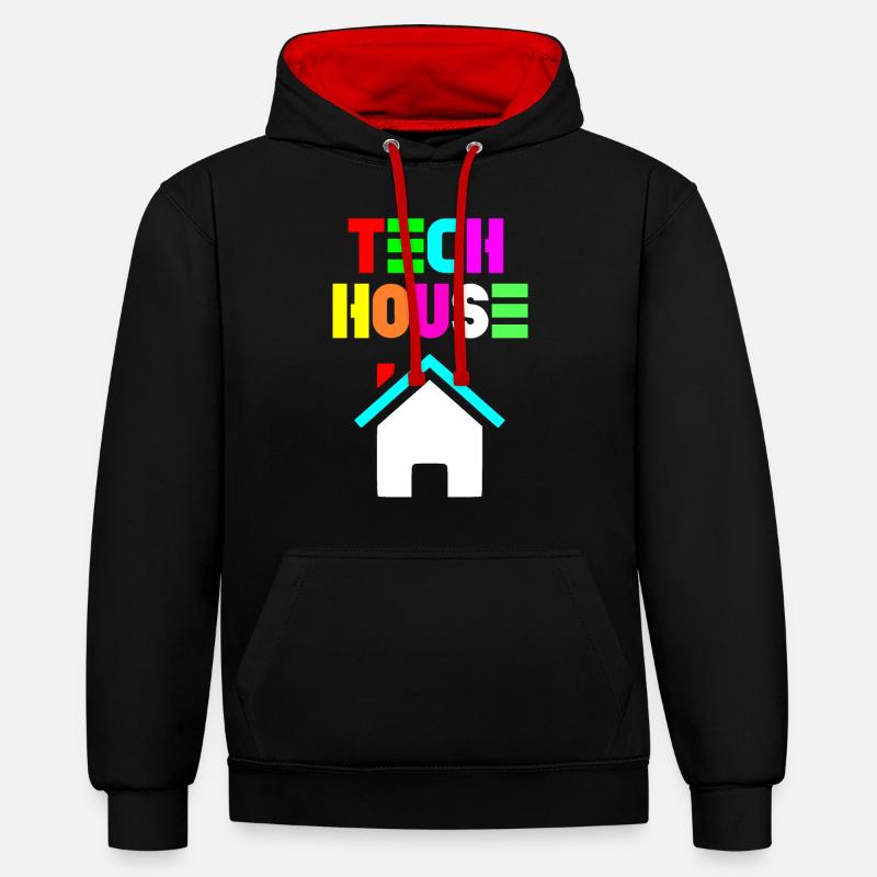 maison de technologie 808 - Sweat à capuche contrasté - noir/rouge