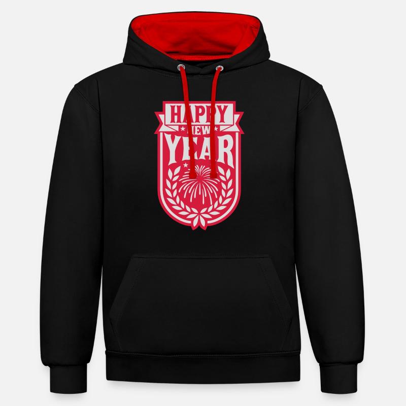 Citation Bonne année - Sweat à capuche contrasté - noir/rouge