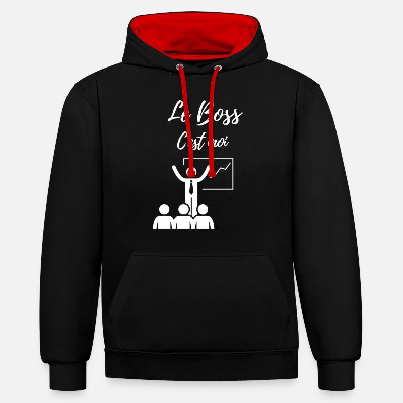 C est moi le Boss - Sweat à capuche contrasté - noir/rouge