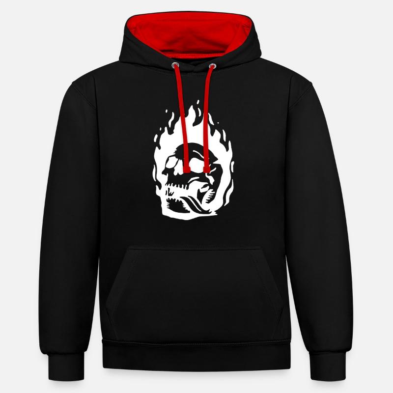 Crâne brûlant - Sweat à capuche contrasté - noir/rouge