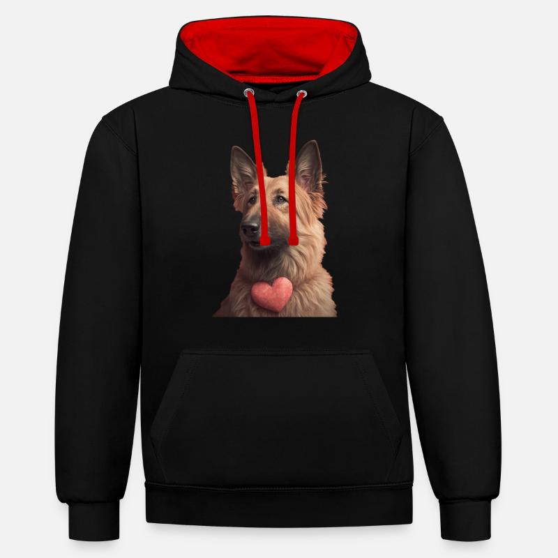 Berger Picard Saint-Valentin - Sweat à capuche contrasté - noir/rouge