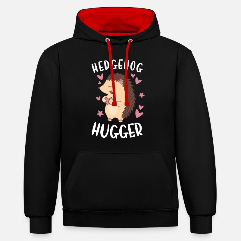 Hedgie Hérisson Hugger Hérisson - Sweat à capuche contrasté - noir/rouge