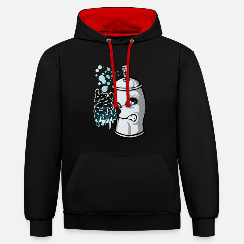 Spray and graffiti - Kontrast-Hoodie - Schwarz/Rot