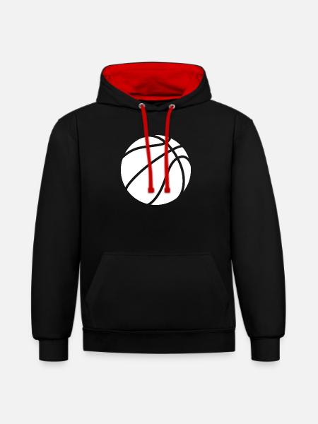 Basketball logo white - Contrast hoodie - black/red
