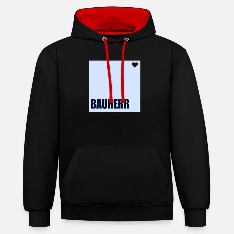 CONSTRUCTEUR DE MAISONS HERZ - Sweat à capuche contrasté - noir/rouge