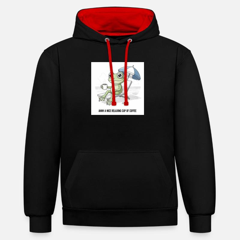 Frog Beach Café Chill - Sweat à capuche contrasté - noir/rouge