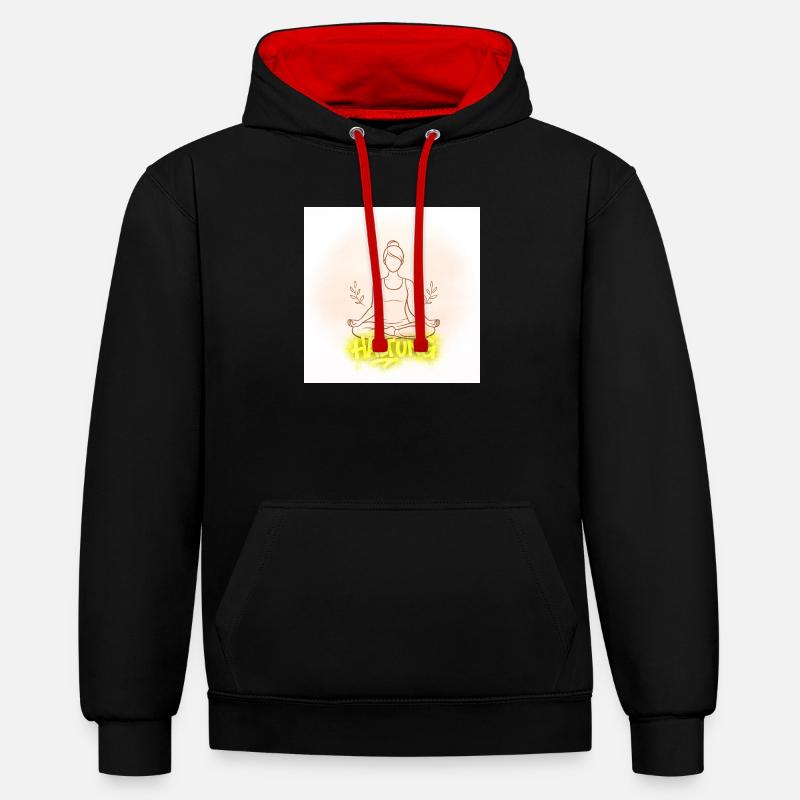 Illustration de la méditation de posture - Sweat à capuche contrasté - noir/rouge