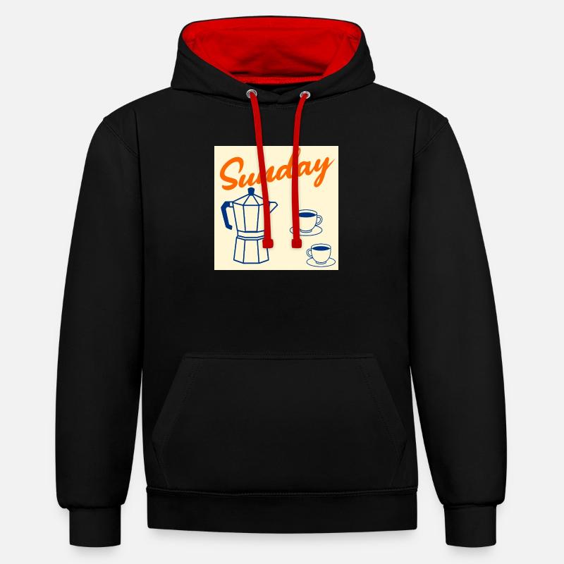 Couple du café du dimanche - Sweat à capuche contrasté - noir/rouge