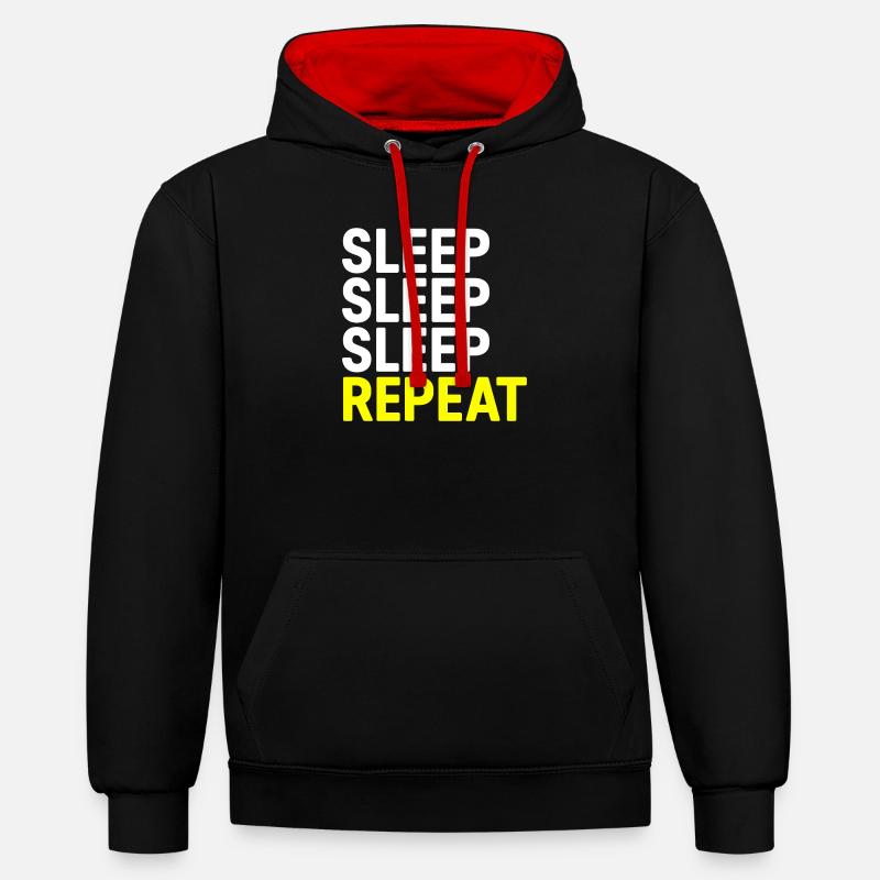 Søvn Søvn Søvn Gentag - Kontrast-hoodie - sort/rød