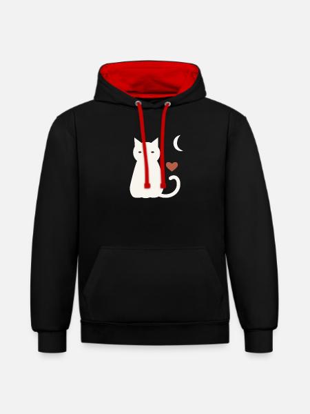 Halloween Katze Herren - Kontrast-Hoodie - Schwarz/Rot