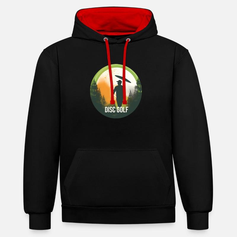Conception de disc golf - Sweat à capuche contrasté - noir/rouge