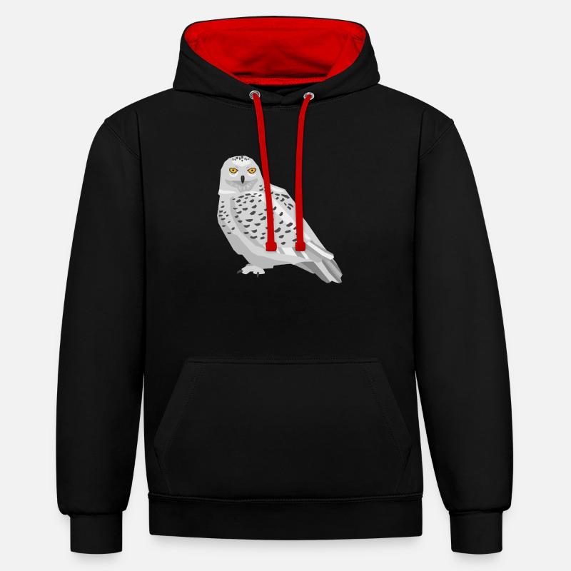 hibou - Sweat à capuche contrasté - noir/rouge