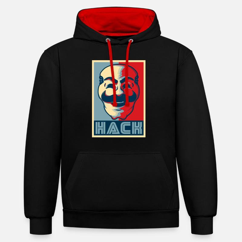 HACK - Sweat à capuche contrasté - noir/rouge