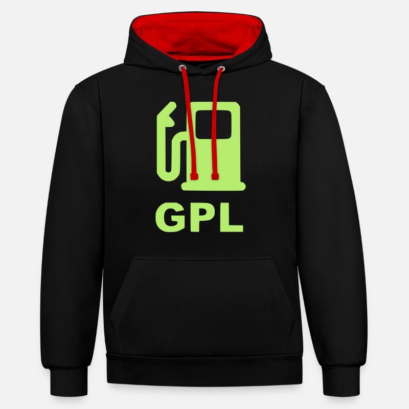 GPL gauche verte - Sweat à capuche contrasté - noir/rouge