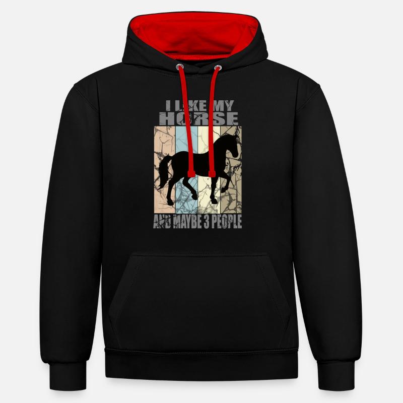 L’amour du cheval - Sweat à capuche contrasté - noir/rouge