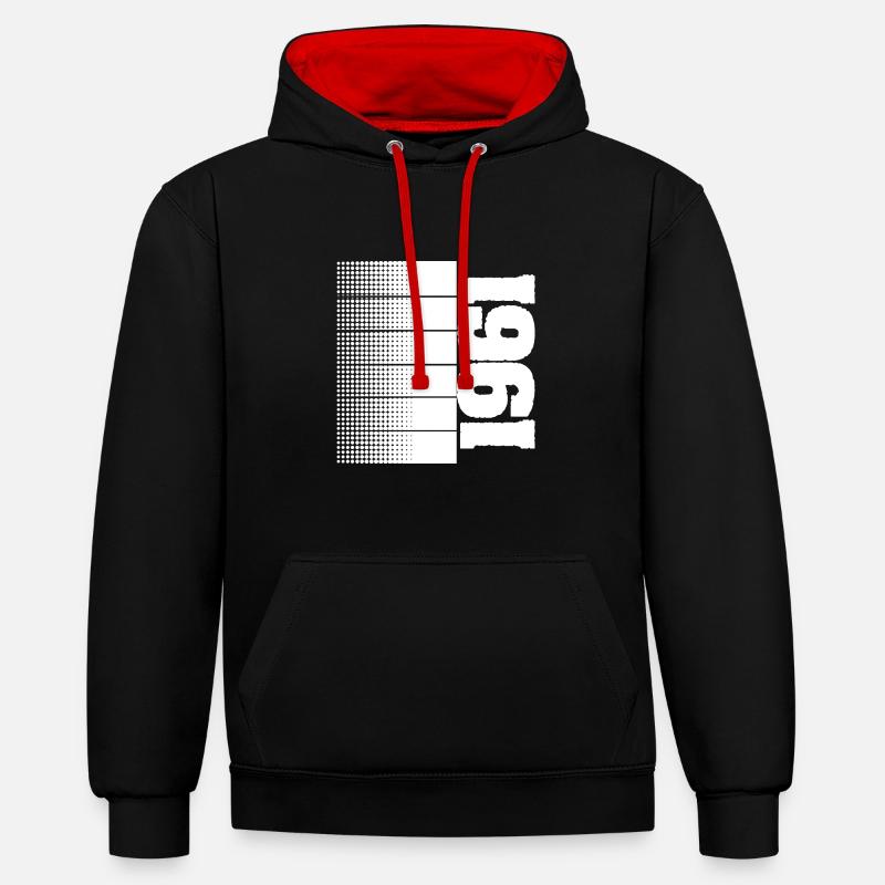 Loisirs 1961 - Sweat à capuche contrasté - noir/rouge