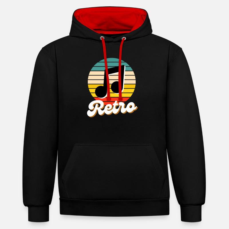Collection de musique RETRO - Sweat à capuche contrasté - noir/rouge