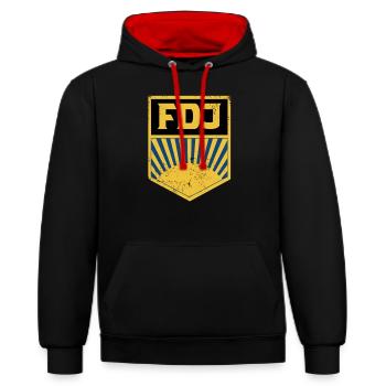FDJ Retro Logo DDR Pioniere - Sweat à capuche contrasté - noir/rouge - Devant - Anna (173cm) & Nico (186cm)