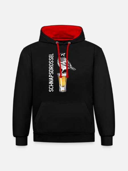 Schnapsdrossel Schnapstrinker Alkohol Schnaps - Contrast hoodie - black/red